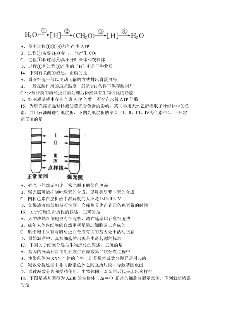 湖南省长沙市2019届高三上学期月考生物试卷（一）含答案_第3页