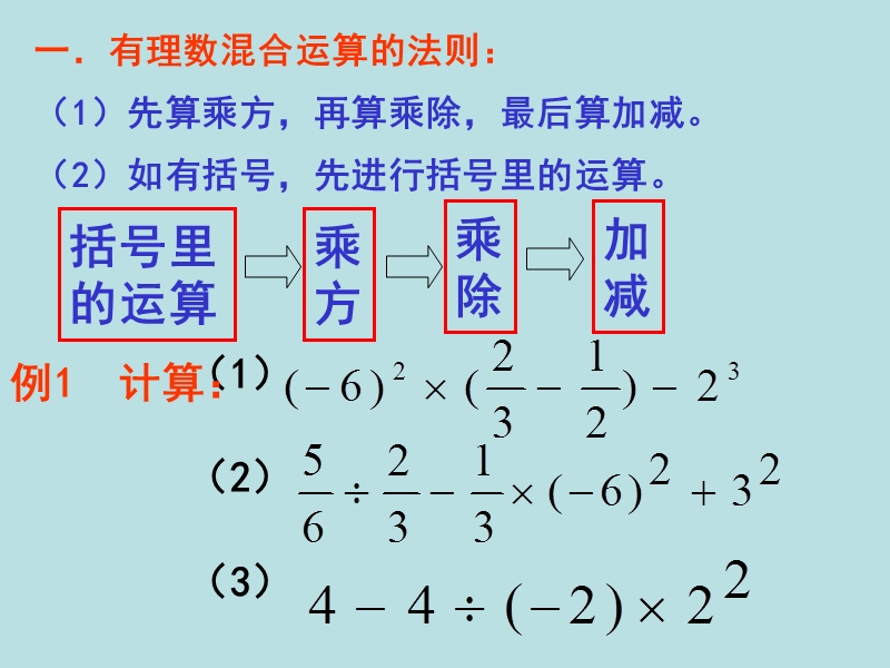 【冀教版】数学七年级上：1.11《有理数的混合运算》课件（2）_第3页