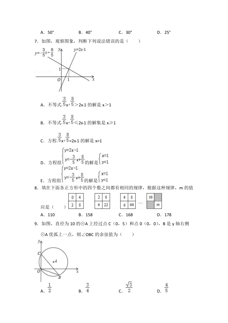 2018年5月陕西省西安市莲湖区中考数学模拟试卷（含答案）_第2页