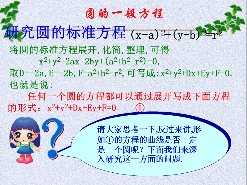 人教A版高中数学必修二：4.1.2 圆的一般方程课件1_第3页
