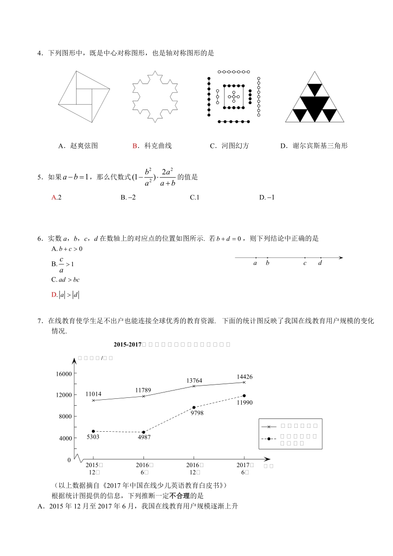 2018年北京市海淀区中考一模数学试卷（含答案）_第2页