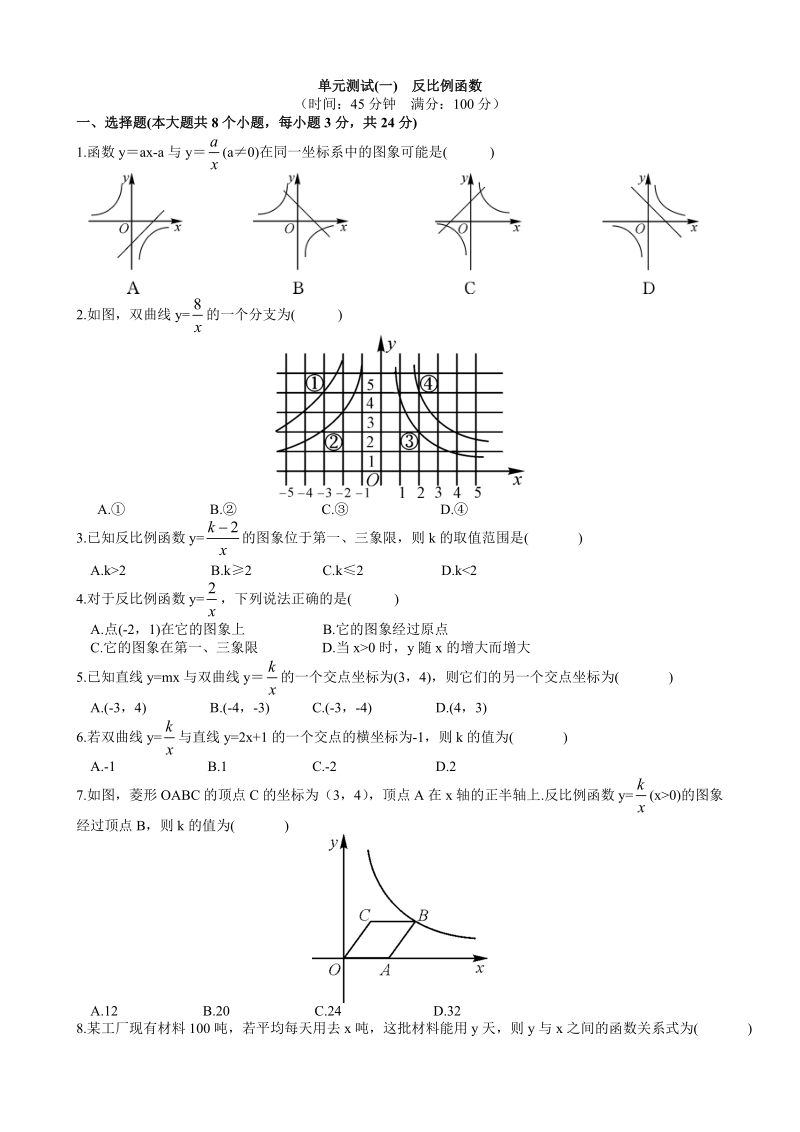 湘教版九年级数学上册第1章单元测试（含答案）_第1页
