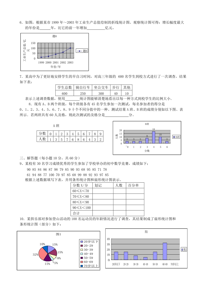 湘教版数学七年级上册《第5章 数据的收集与统计图》单元检测试卷（2）含答案_第2页