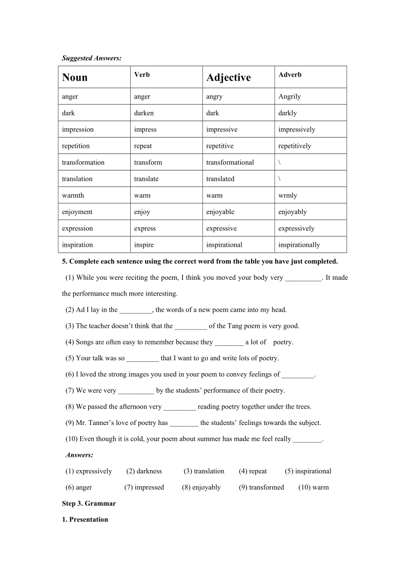 人教新课标高中英语选修六Unit1 Vocabulary and Useful Expressions教案_第3页