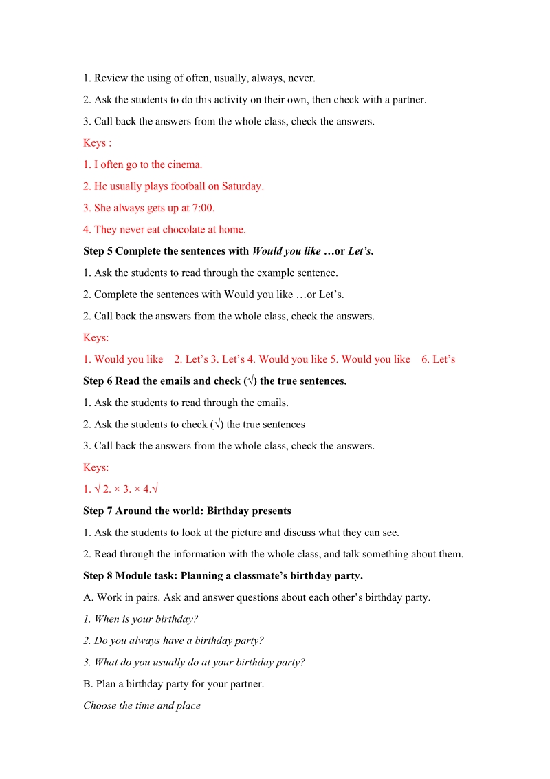 外研版英语七年级上Module8 Unit3教案_第3页