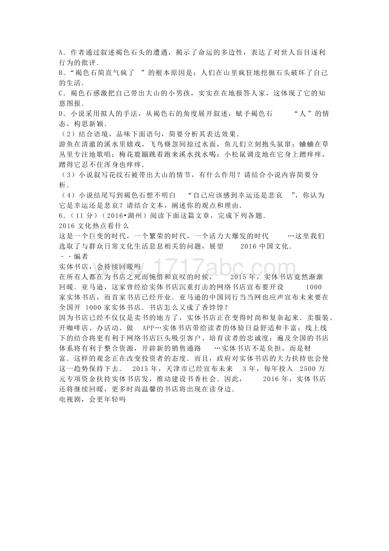 2016年浙江省湖州市中考语文试题（含解析）.doc_第3页