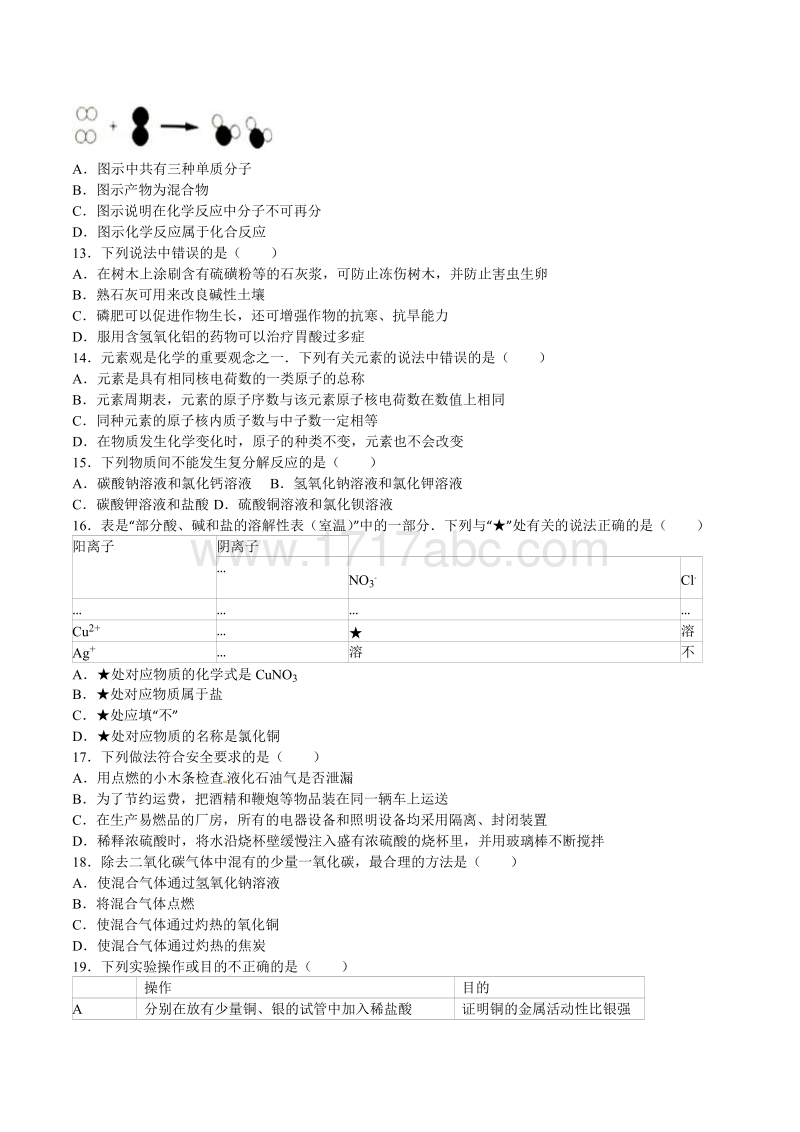 2016年湖南省株洲市中考化学试卷及答案解析_第2页