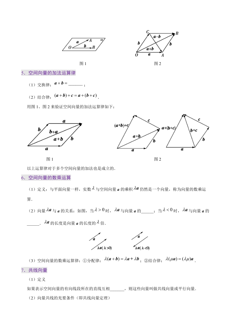 专题3.1.1、3.1.2空间向量及其加减运算、空间向量的数乘运算-20届高中数学同步讲义（理）人教版（选修2-1）_第2页