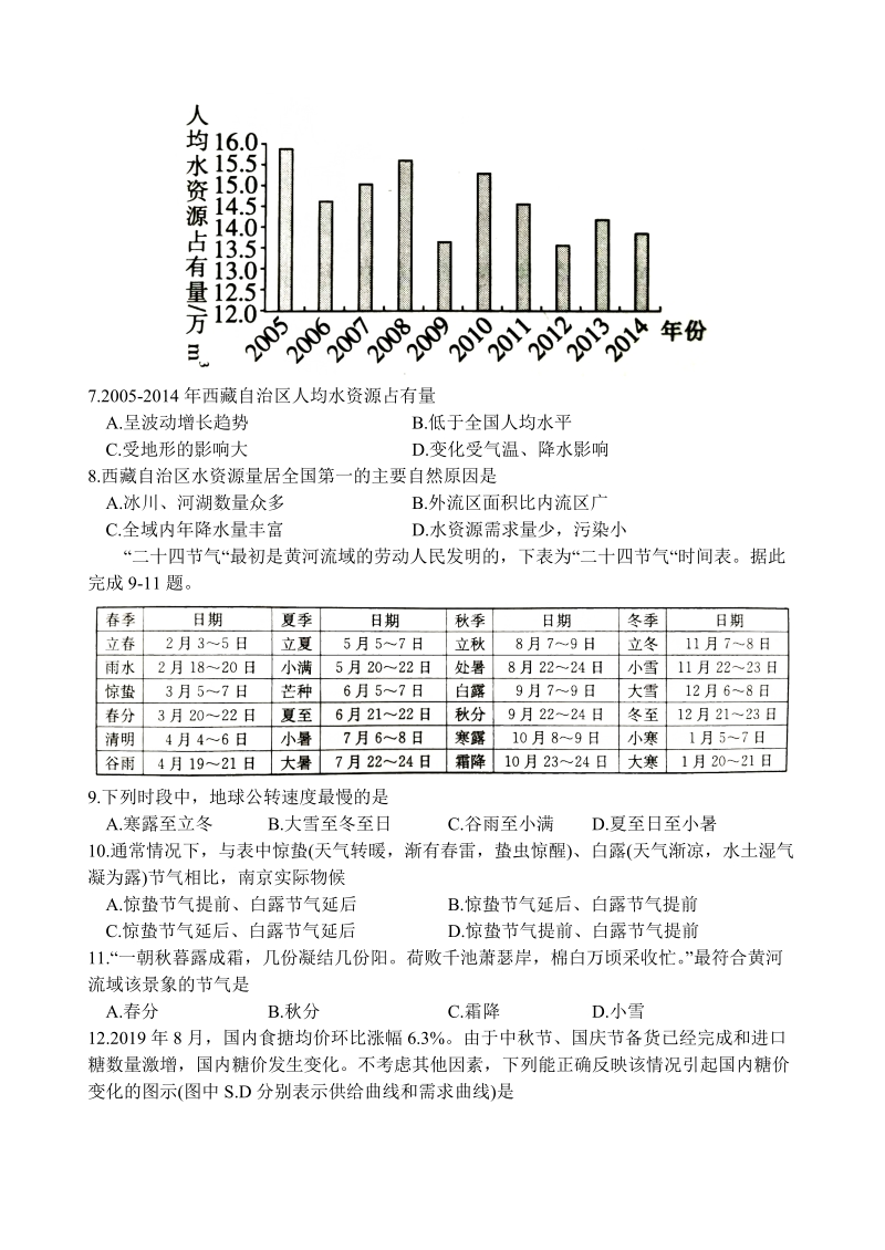 广东省2020届高三百校联考10月月考文科综合试卷（含答案）_第2页