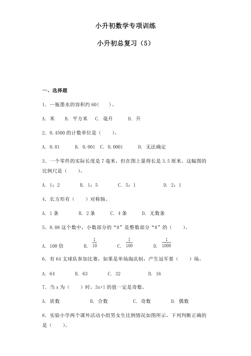 【精品】小升初数学知识专项训练-总复习（5）（28页）_第1页