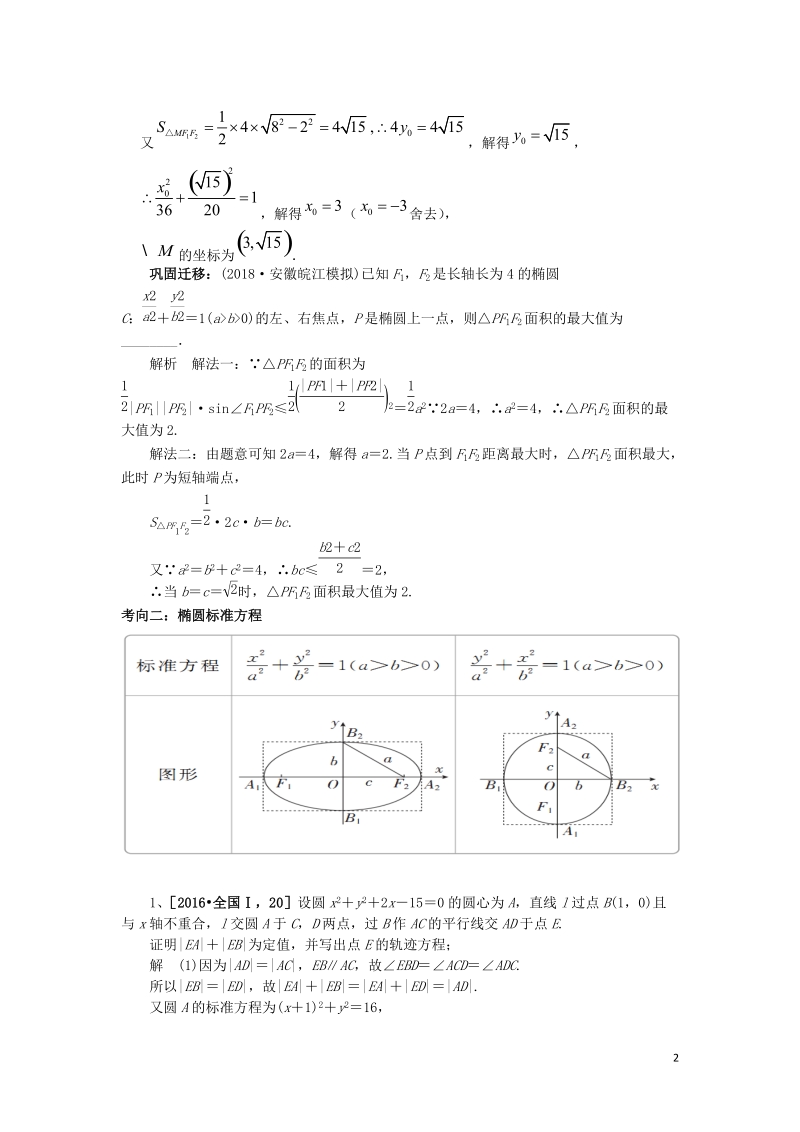 高考数学二轮复习椭圆学案（含解析）_第2页