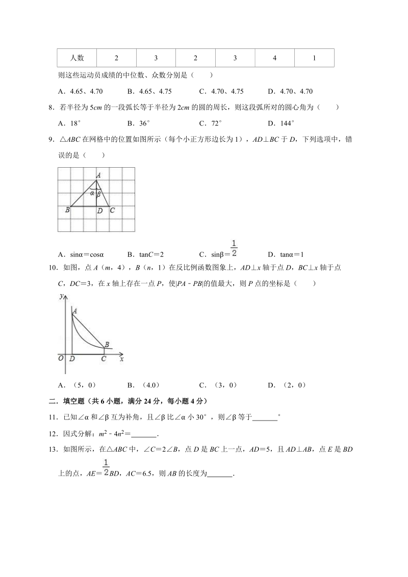 精品模拟2020年福建省福州市中考数学模拟试卷2解析版_第2页
