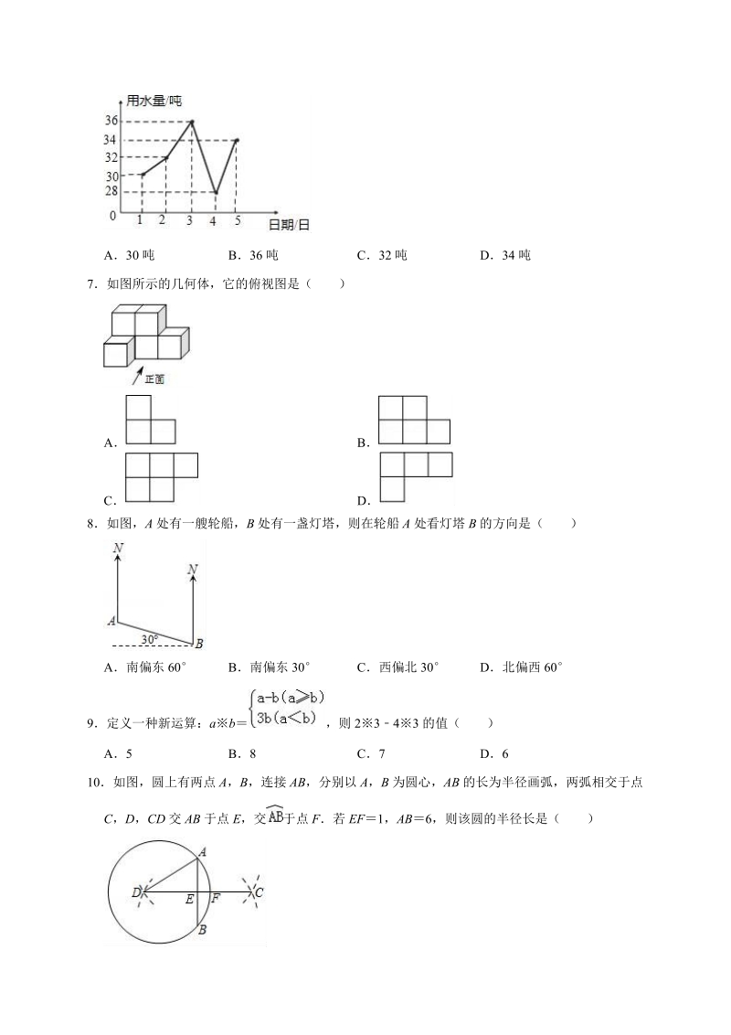 2020年河北省唐山市中考数学模拟试卷1解析版_第2页
