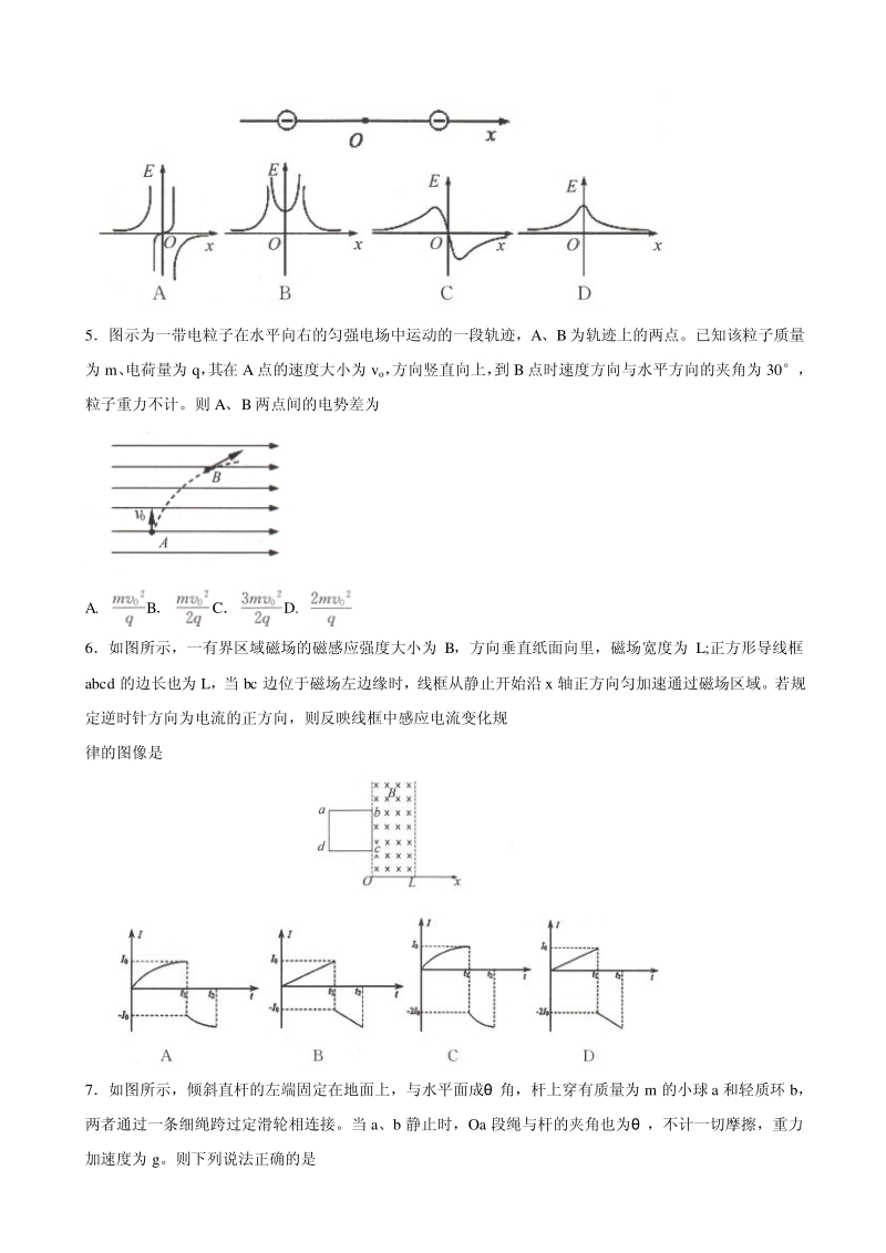 安徽省合肥市2019届高三第一次教学质量检测物理试题含答案（pdf版）_第2页
