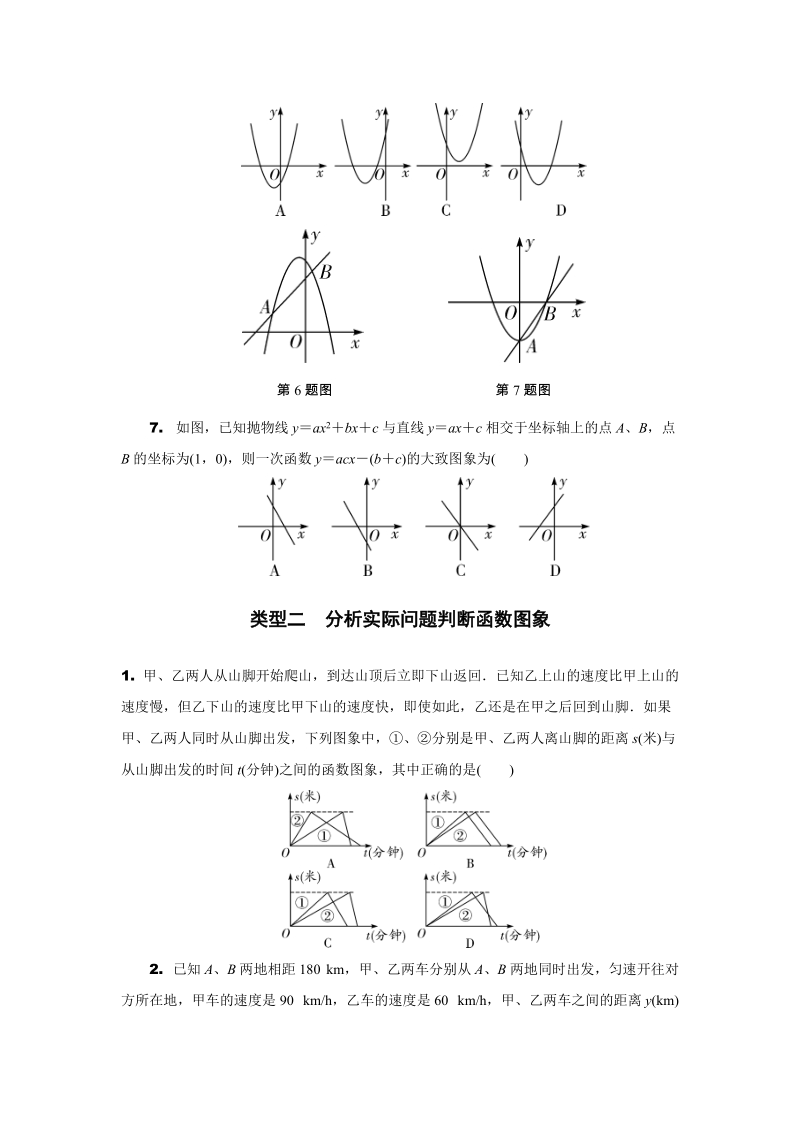安徽省2019年中考数学二轮复习题型一：分析判断函数图象（含答案）_第3页
