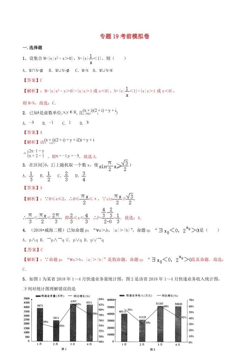 2019年高考数学艺术生百日冲刺专题19：考前模拟试卷（含答案）_第1页