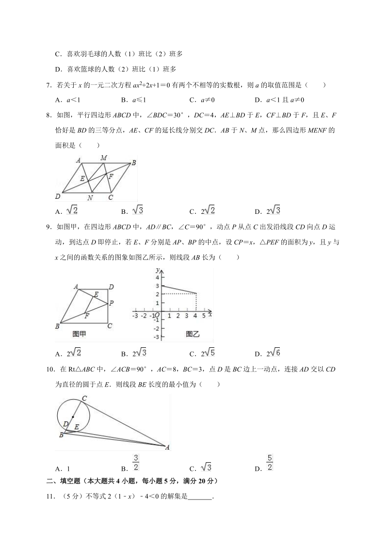 2019年安徽省二十所初中名校教育联盟中考数学一模试卷（含答案解析）_第2页