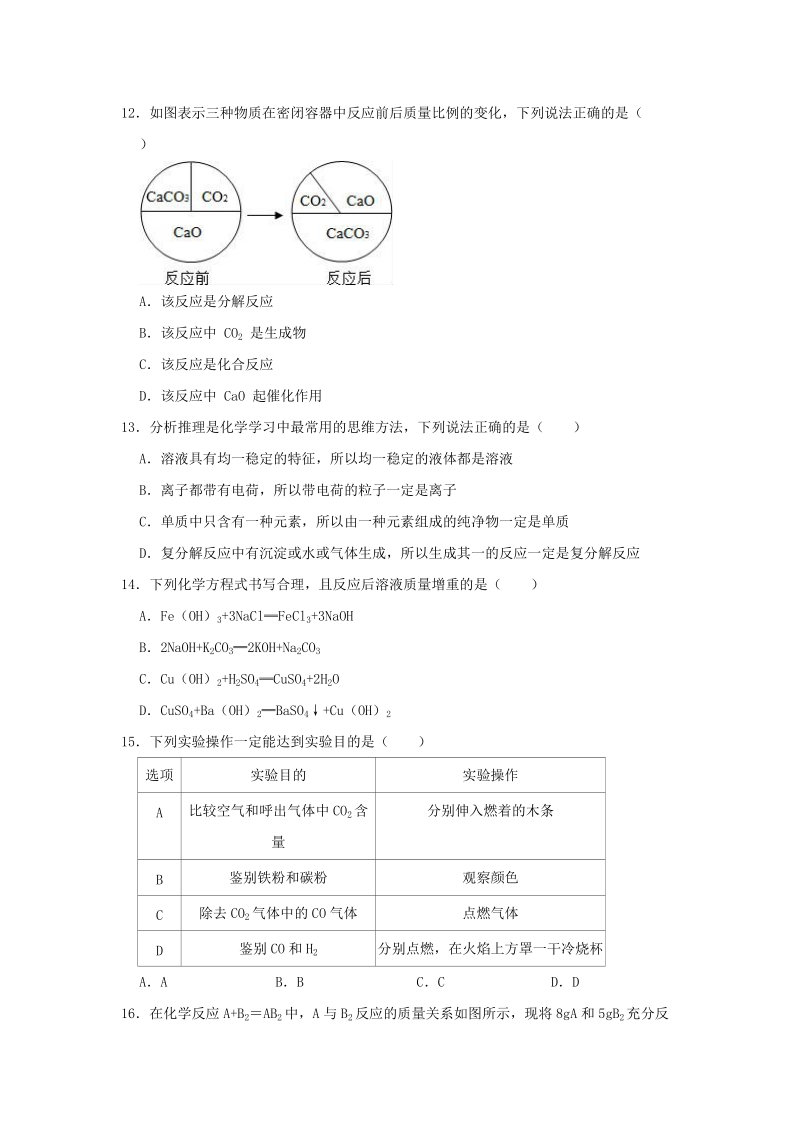 2019年湖南省益阳市中考化学冲刺试卷（一）含答案解析_第3页