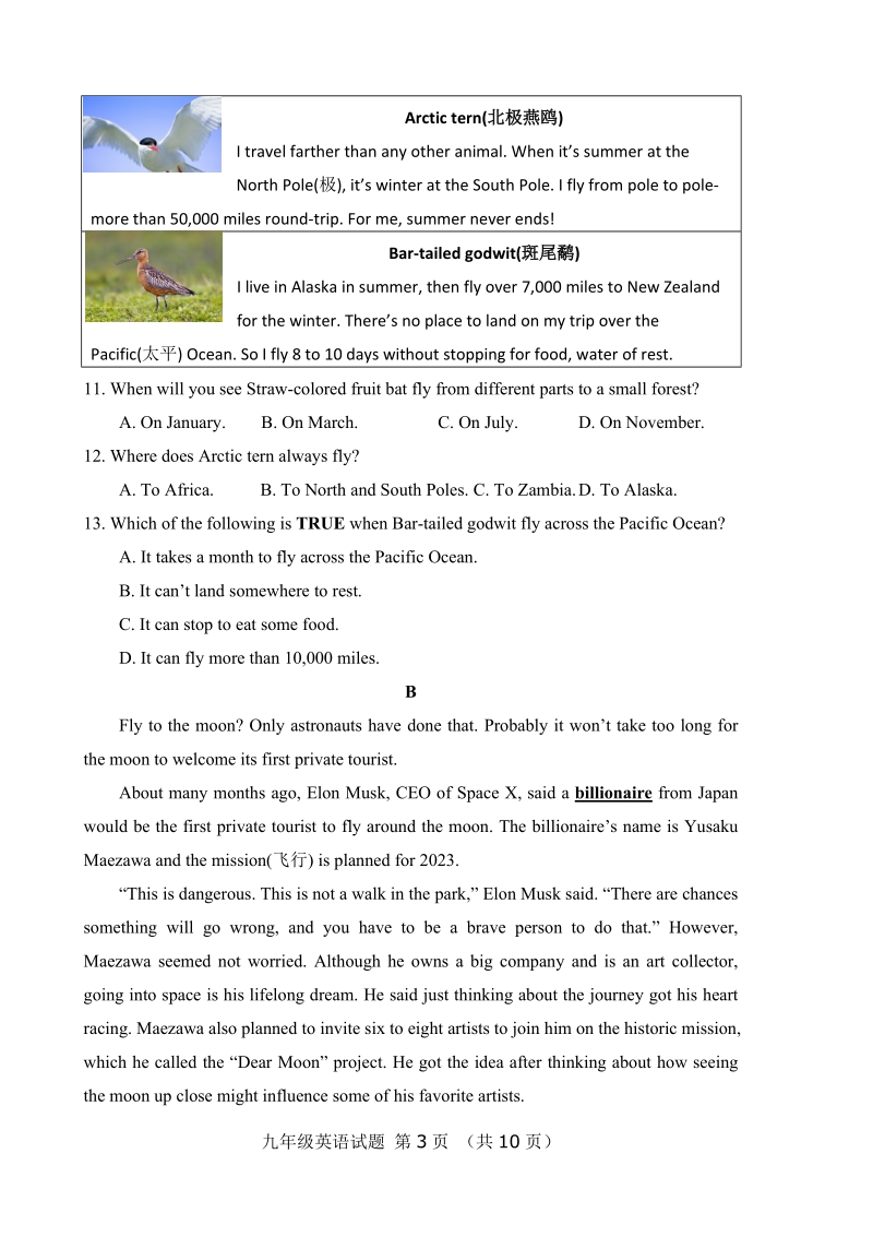 山东省淄博市周村区2019年4月中考英语一模试题（含答案）_第3页