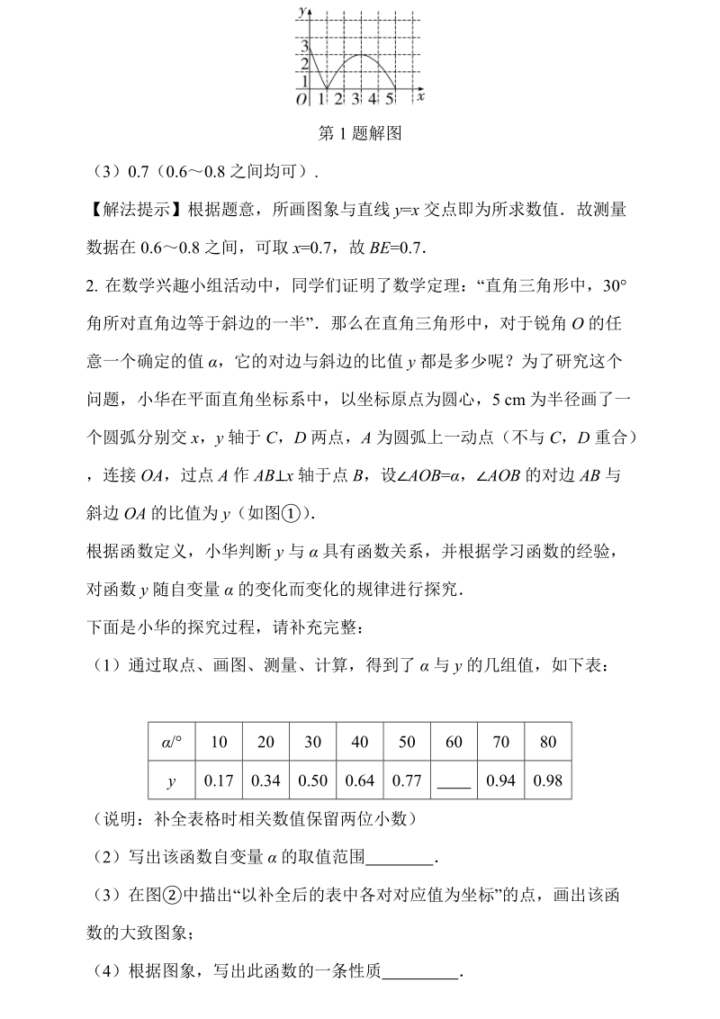 2019北京中考数学专题训练1：函数的性质与画函数图象题（10道）_第2页