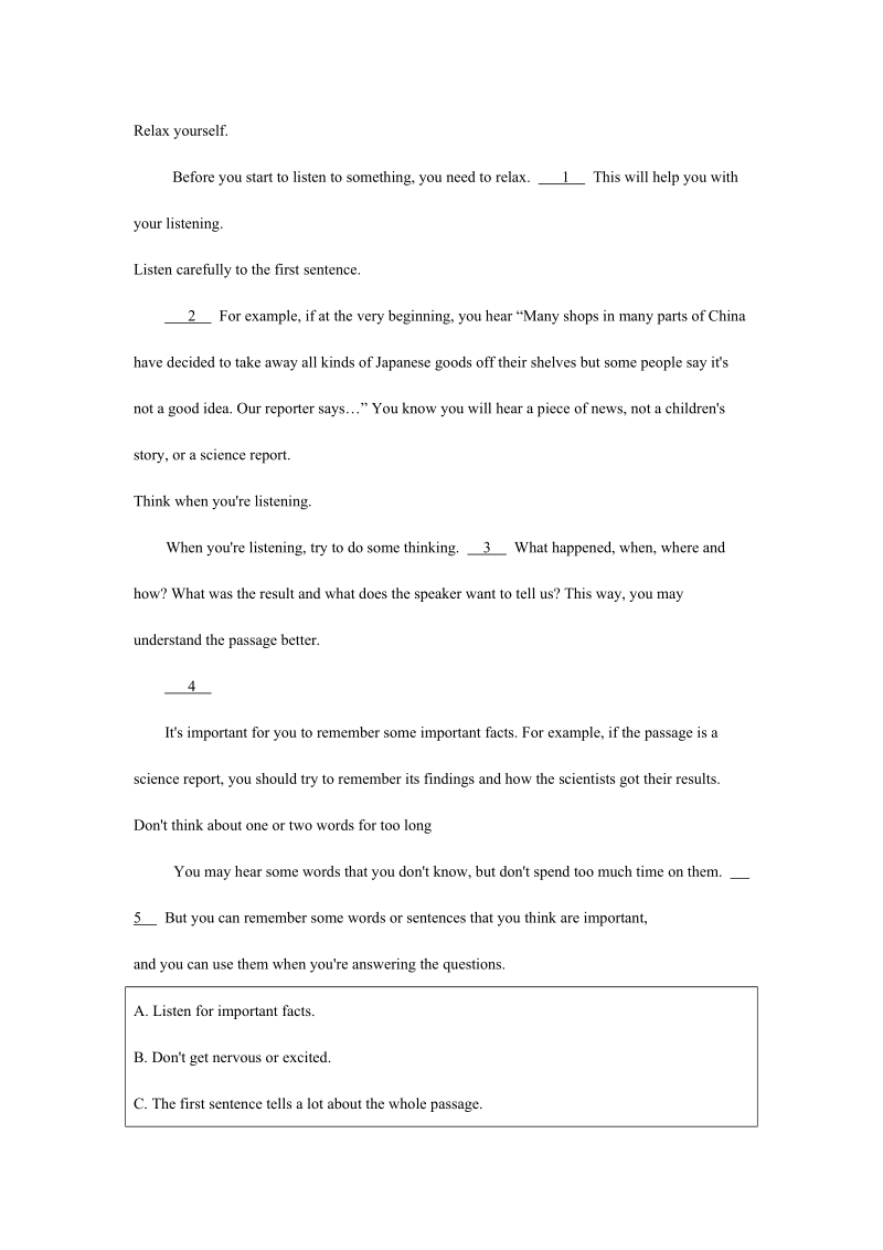山西2019中考英语二轮复习：短文七选五类练习（2）及解析_第3页