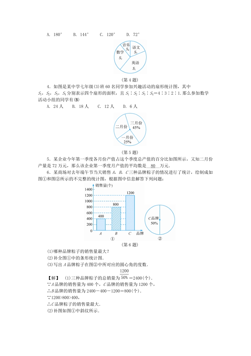 2019年浙教版七年级数学下册《6.3扇形统计图》同步练习（含答案）_第2页