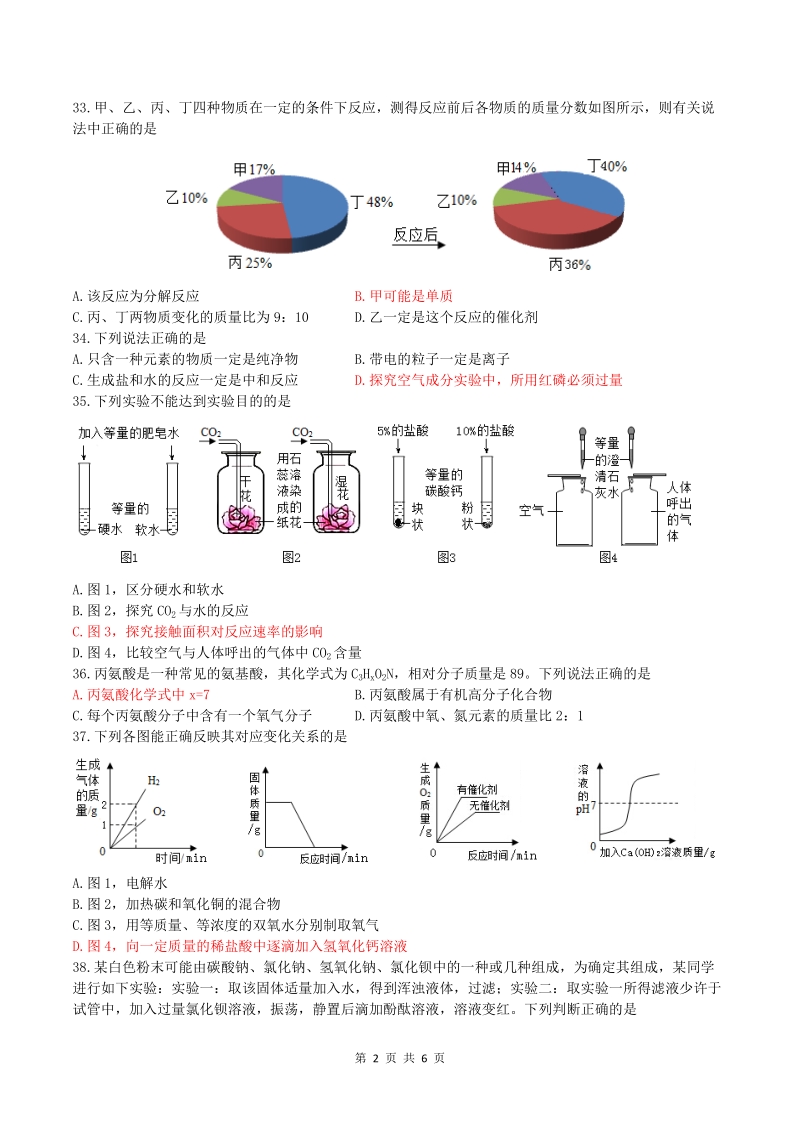 2019年湖南省娄底市中考化学真题（含答案）_第2页