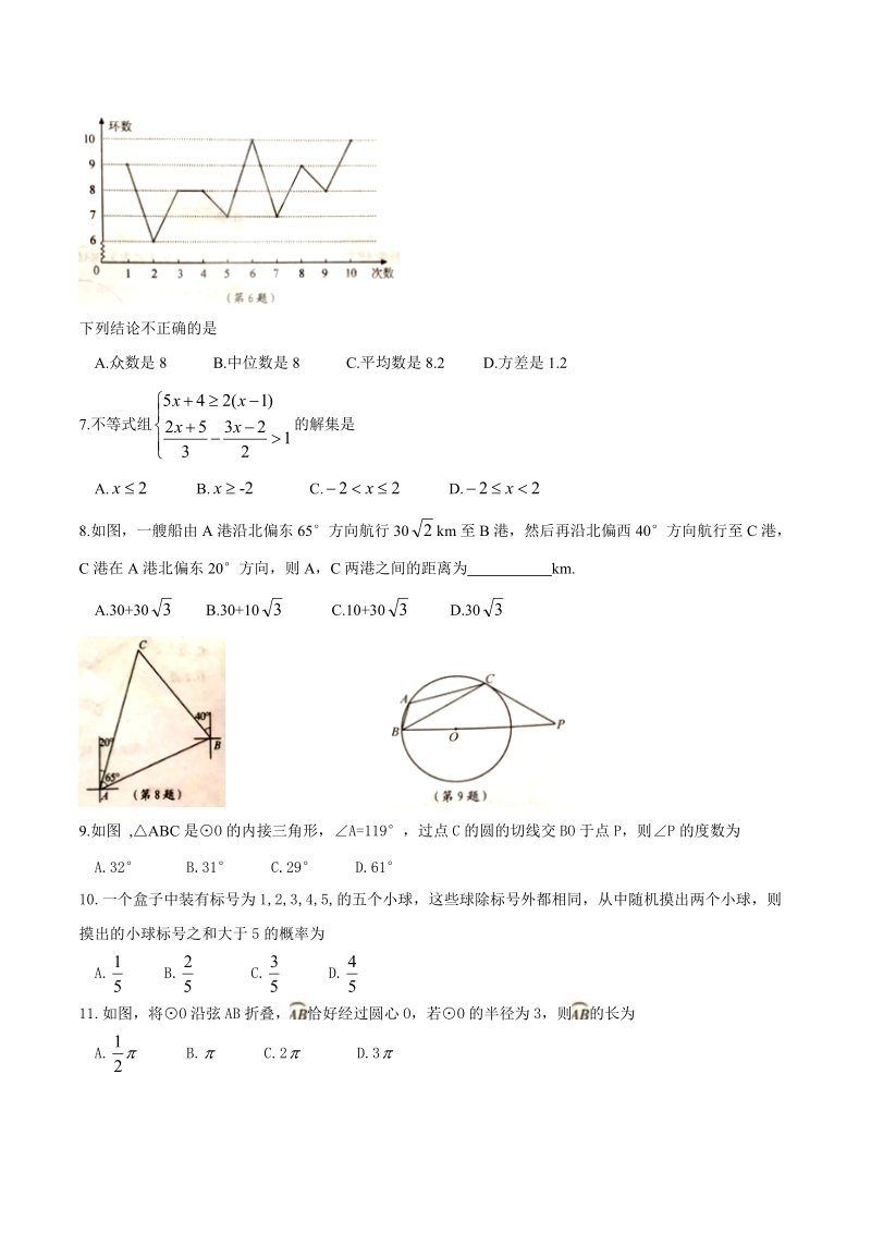 2019年山东省泰安市中考数学试题（含答案）_第2页