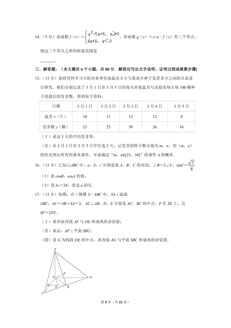 2019年天津市南开区高考数学一模试卷（文科）含解析_第3页