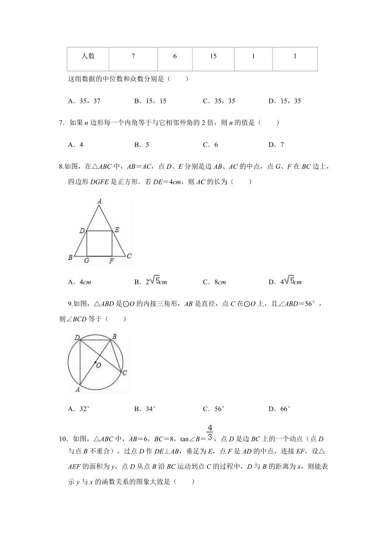 2019年广东省中考数学最后一卷模拟试题（含答案解析）_第2页