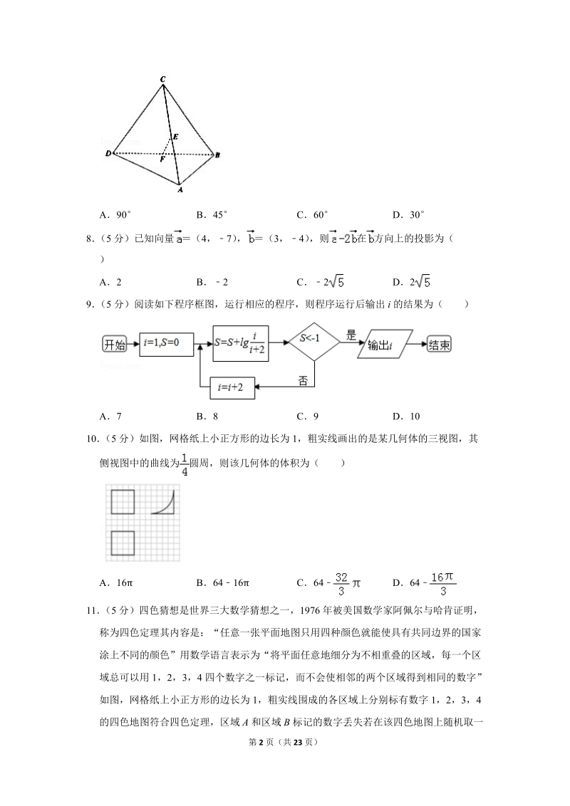 2019年湖南省岳阳市高考数学二模试卷（文科）含答案解析_第2页