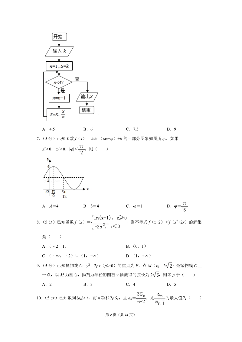 2018年四川省乐山市高考数学二模试卷（文科）含答案解析_第2页