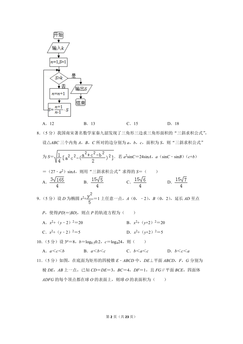 2018年广西高考数学二模试卷（文科）含答案解析_第2页