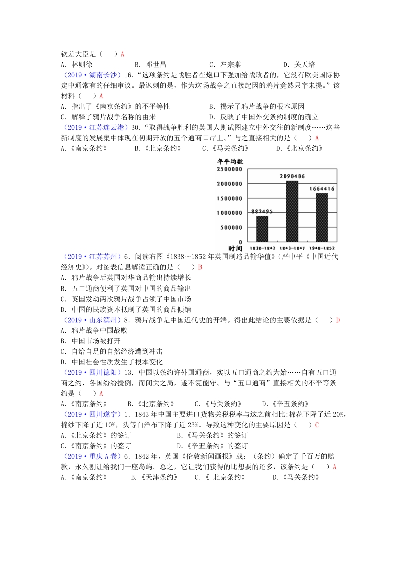2019年全国中考中国近代史整理（按新人教版归类）_第3页