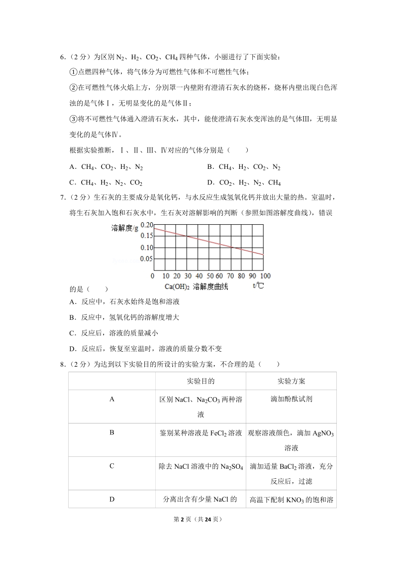 2019年山东省济宁市中考化学试卷含详细答案_第2页