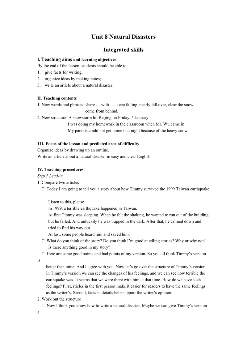 牛津译林版八年级上英语Unit8 Task 教案_第1页