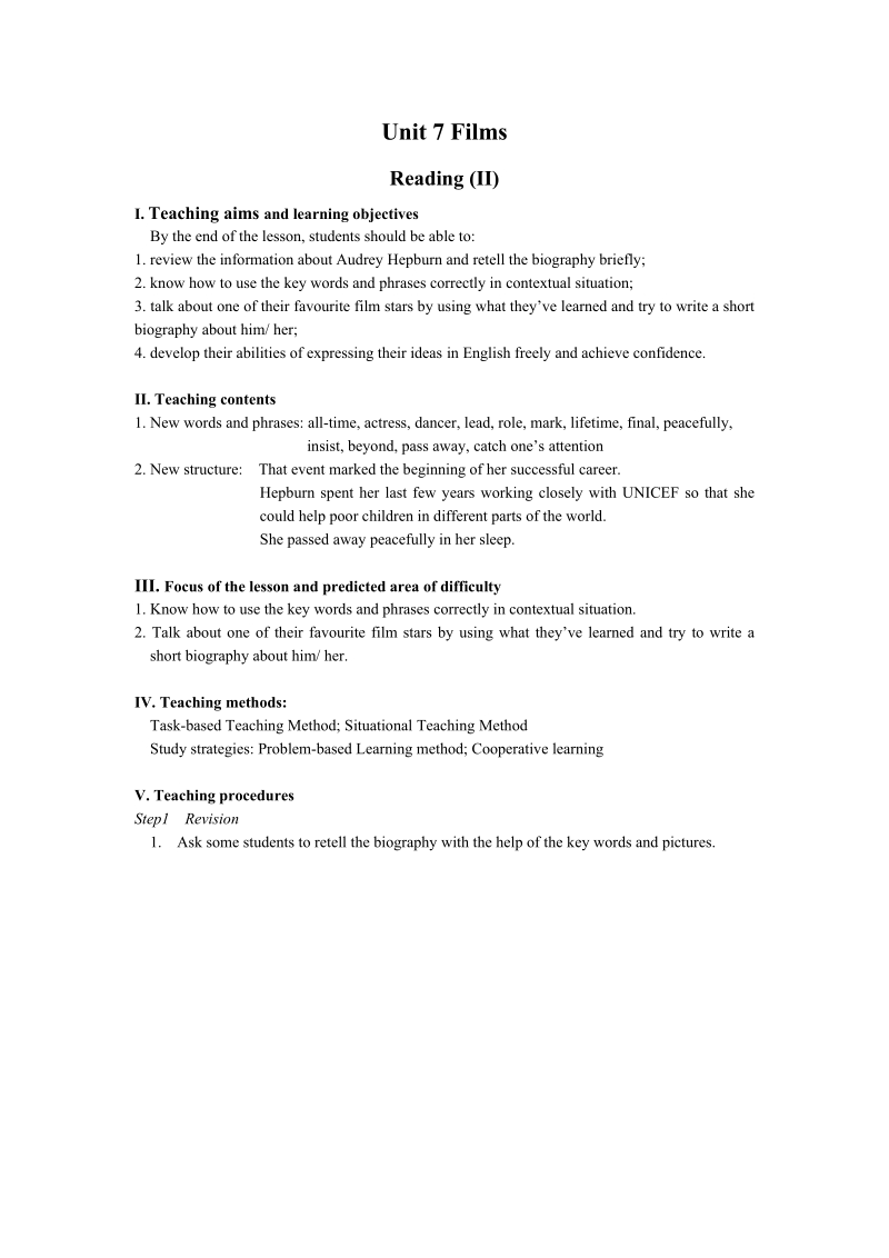 牛津译林版九年级上英语Unit7 Reading (II) 教案_第1页