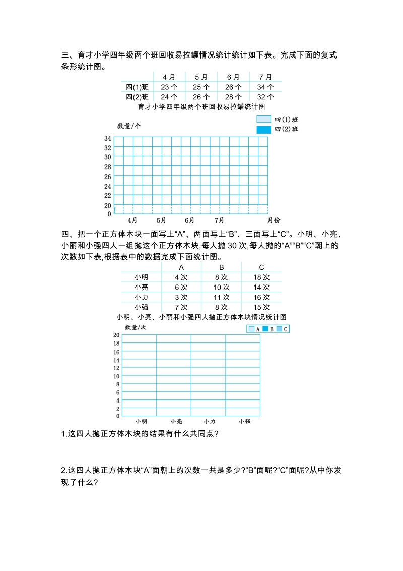 2019新苏教版小学五年级上册数学《第六单元 统计表和条形统计图（二）》单元测试卷（含答案）_第2页