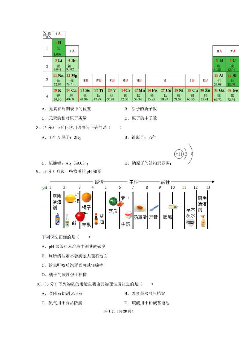 2019年四川省成都市中考化学试卷含详细答案_第2页