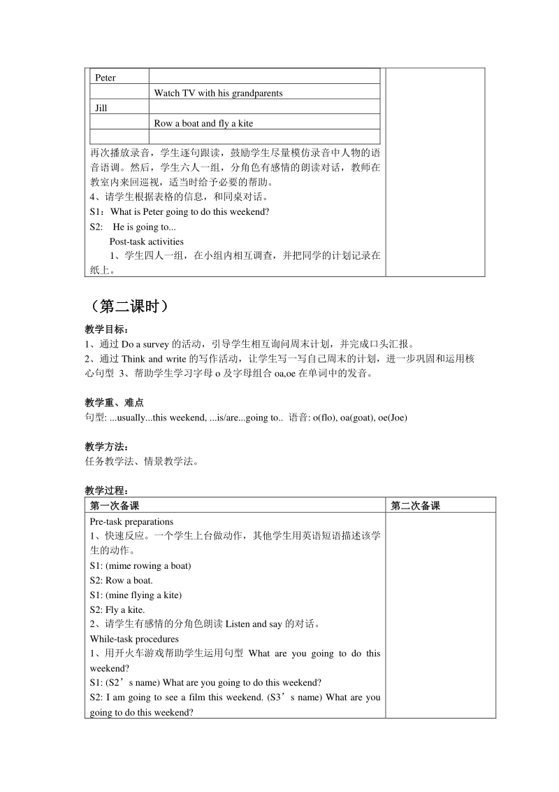 牛津上海版（三起）五年级下Module2 Unit5 at the weekend教案（共3课时）_第2页