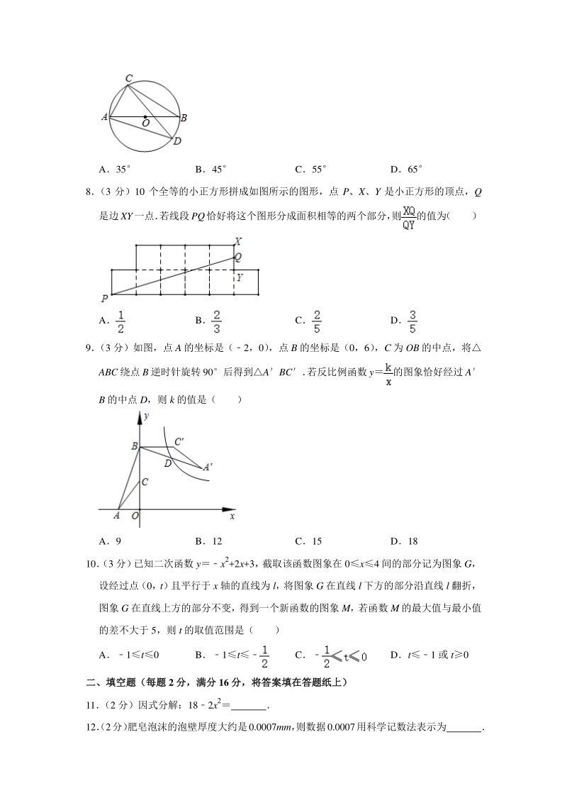 2020年江苏省无锡市惠山区中考数学二模试卷（含答案解析）_第2页