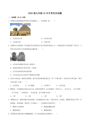 江苏省泰州市高港区二校联考2020届九年级10月月考历史试题（含答案解析）