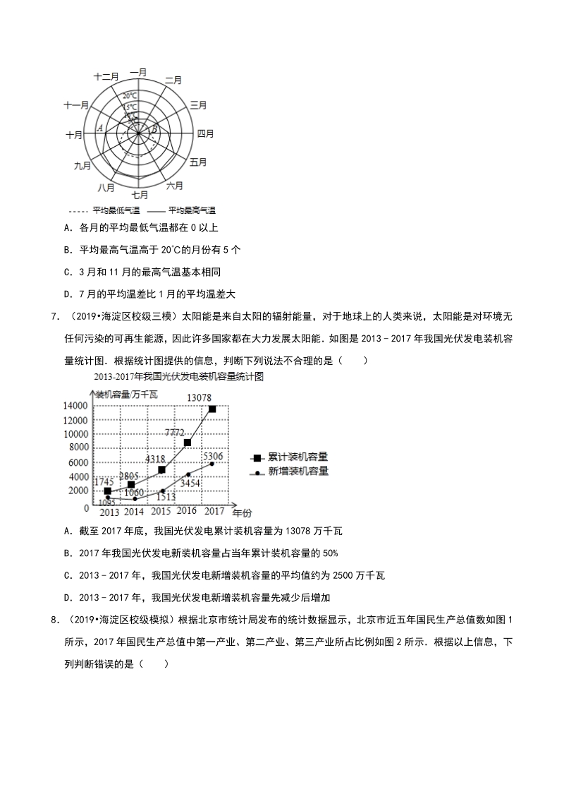 2020年北京市中考数学各地区模拟试题分类（三）统计与概率（含解析）_第3页