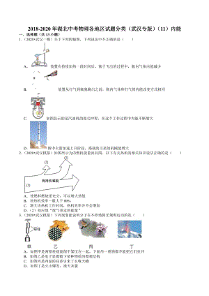2020年湖北省武汉市中考物理模拟试题分类（11）内能（含解析）