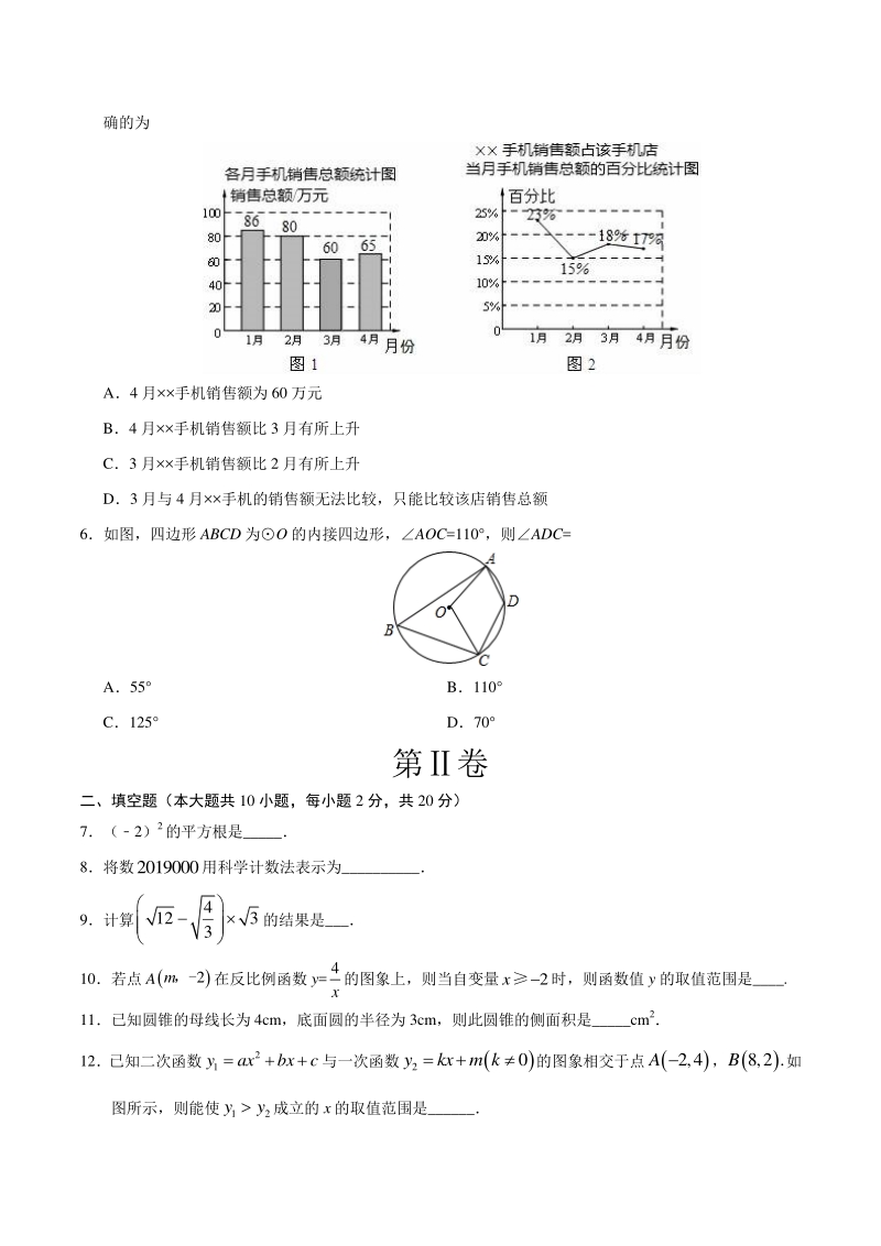 2020年江苏省中考第三次模拟考试数学试卷（含答案解析）_第2页