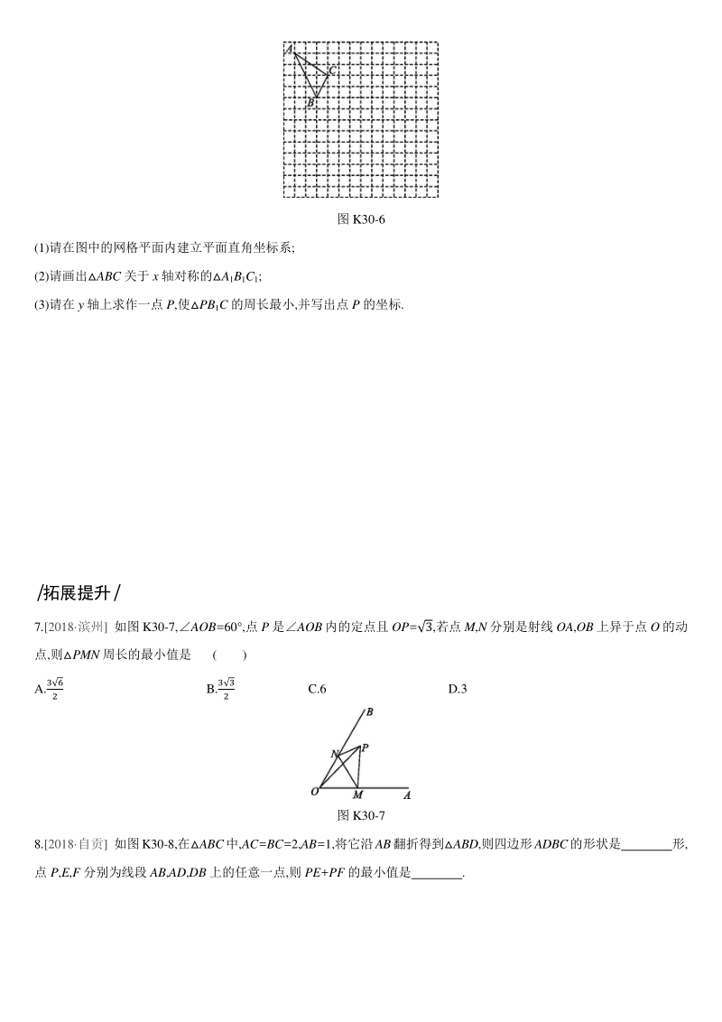 中考数学专题训练课时训练30　轴对称与中心对称_第2页