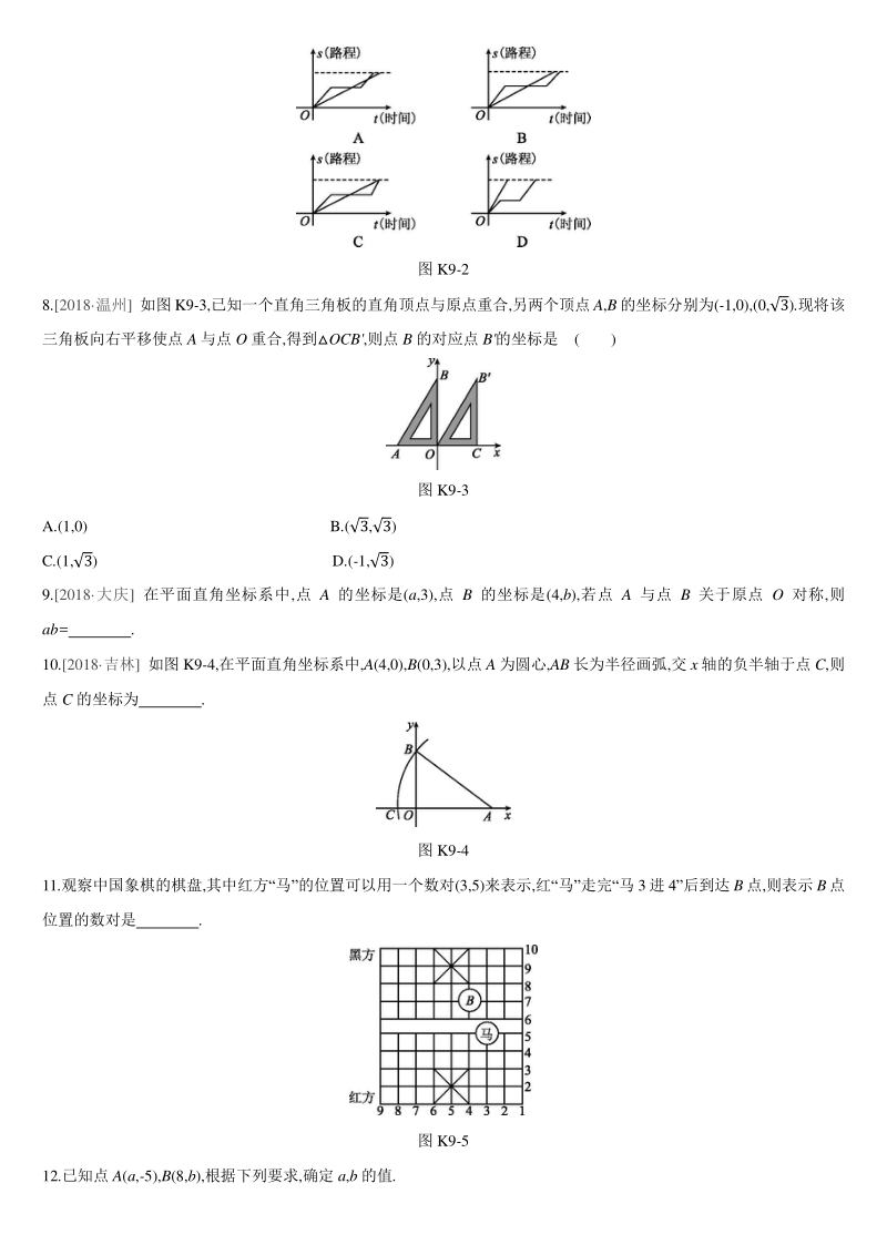 中考数学专题训练课时训练09　平面直角坐标系与函数_第2页