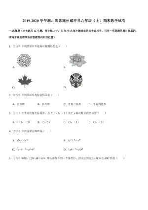 2019-2020学年湖北省恩施州咸丰县八年级（上）期末数学试卷解析版