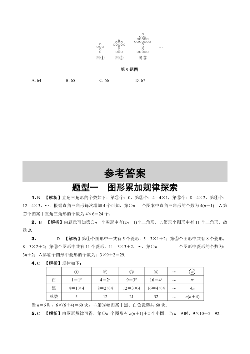 2020重庆市中考数学专题型一：图形累加规律探索（含答案）_第3页