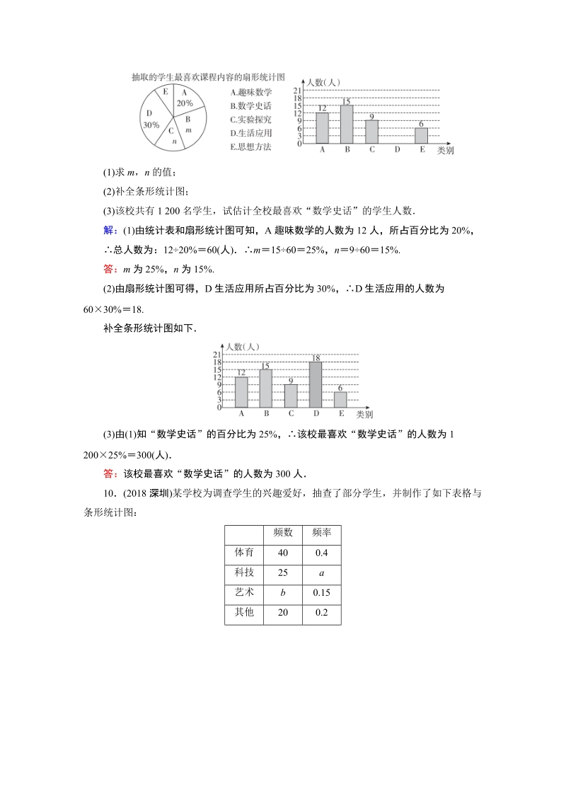 2020广东中考数学一轮复习课真题练习：第8章 第1讲 统计_第3页